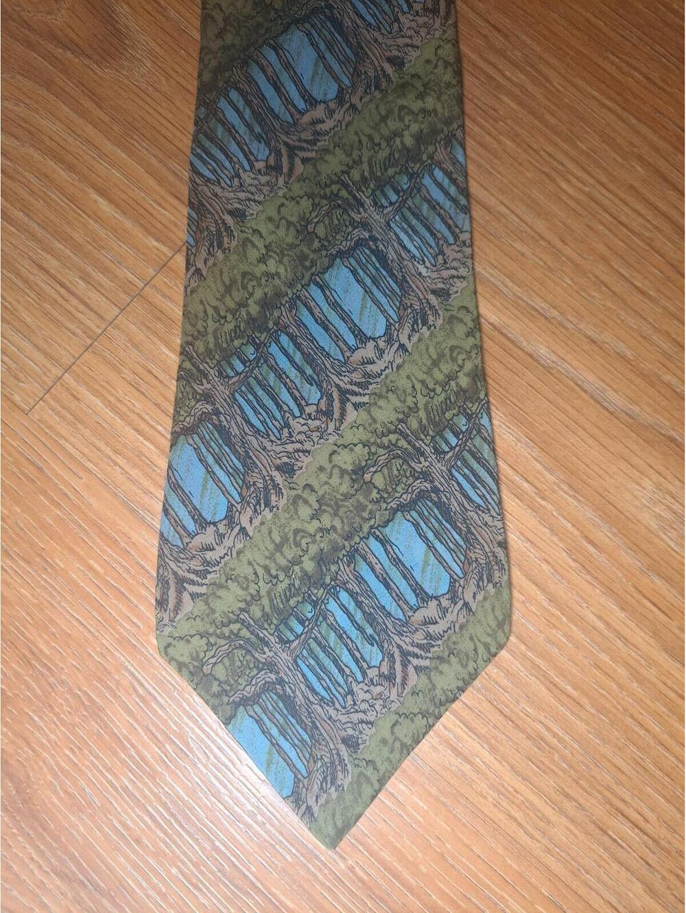 VINTAGE Jerry Garcia Silk Tie Green Wide Made in USA